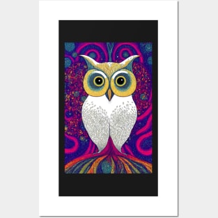 White Owl With Large Eyes Posters and Art